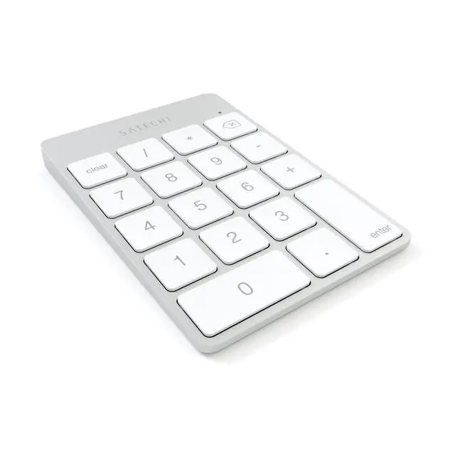 Alt view image 2 of 5 - Satechi Slim Aluminum Bluetooth Keypad, Wireless Number Pad with 18 Keys, Micro USB Rechargeable Numpad, External Number Pad for MacBook Air/Pro M4, iPad Air/Pro M4/M3, iMac, PC - Silver