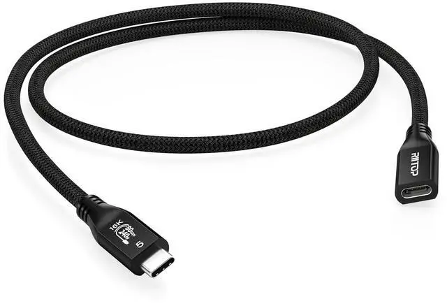 Main image of RIITOP 80Gbps USB C Extension Cable for Thunderbolt 5 [1.64FT], Short USB-C Male to Female Cord up to 8K@60Hz Video 240W PD Fast Charging Compatible with Thunderbolt 4/3/USB4 V2 Extender