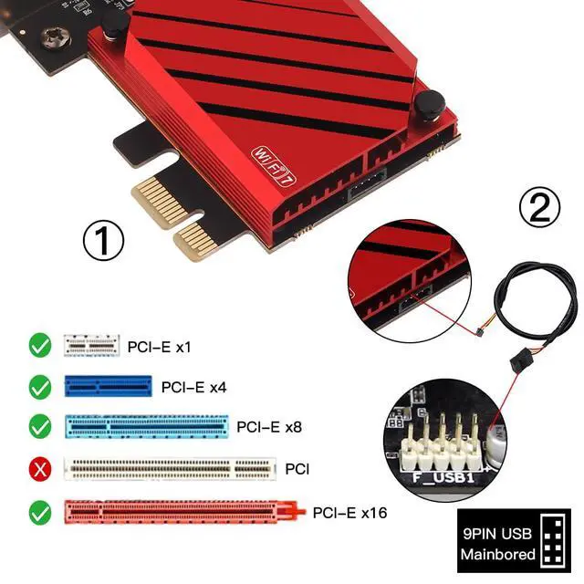 Alt view image 4 of 5 - FENVi PCIE WiFi Adapter for Desktop WiFi 7 BE200 Tri-Band PCIe Network Adapter with 8774Mbps Speed and BT5.4, Compatible with Windows 11/10, Not for AMD Motherboards