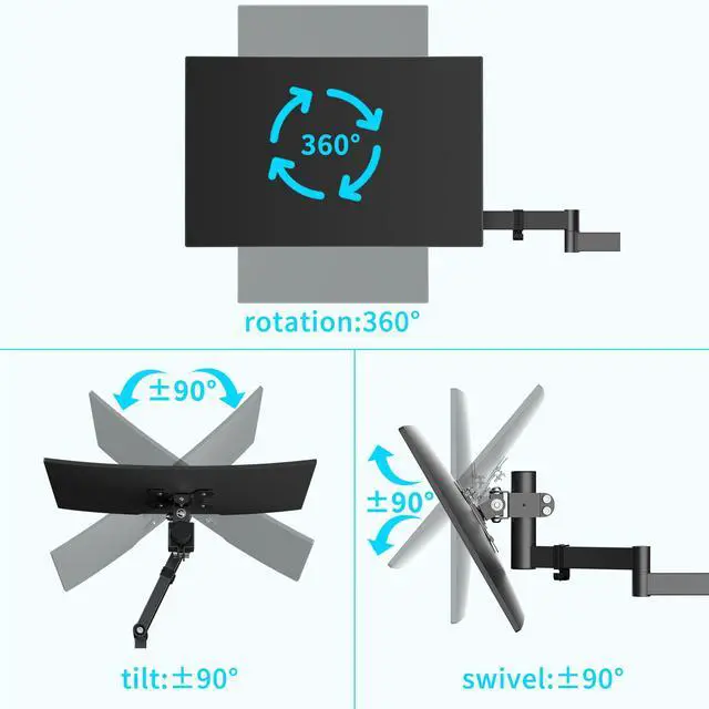 Alt view image 4 of 5 - Pholiten Quad Monitor Freestanding Mount for 13-32 Inch Screens, Fully Adjustable 4 Monitor Stand with Base,Swivel, Tilt, Rotation,75 * 75MM/100 * 100MM Vesa Stand, Max Load 22lbs