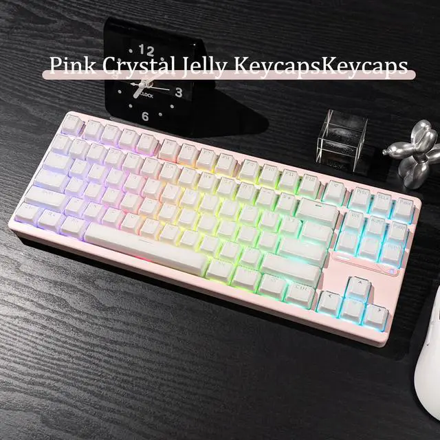 Alt view image 2 of 5 - White Crystal Jelly Keycaps, Custom Shine Through Keycap, 134 Keys OEM Profile Keyboard Keycaps Set, Minimalist Translucent Key Caps for 61/68/84/87/98/100 Cherry MX Keyboard Mechanical