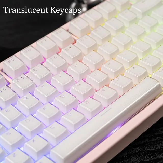Alt view image 4 of 5 - White Crystal Jelly Keycaps, Custom Shine Through Keycap, 134 Keys OEM Profile Keyboard Keycaps Set, Minimalist Translucent Key Caps for 61/68/84/87/98/100 Cherry MX Keyboard Mechanical