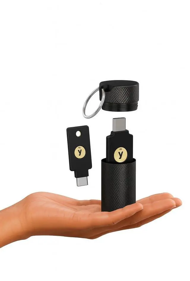 Main image of YubiKey Keychain Protector Case for 5/5C NFC - Single-key Secure Storage,Waterproof & Scratch-Resistant for Everyday Carry (Black)