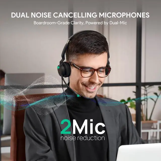 Alt view image 2 of 5 - Yealink UH44 UC USB Headset - Noise Cancelling Mic, Comfort Ear Cushions, Stereo Sound for PC/Laptop with Inline Controls, USB-C/A & Busylight-Black