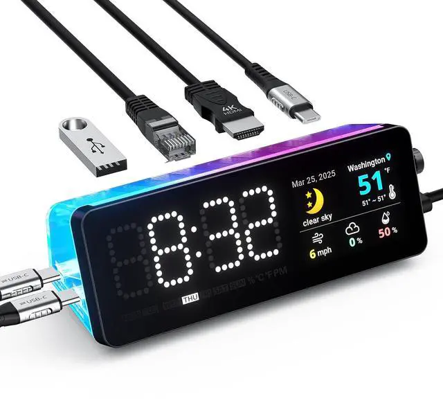 Main image of LTC Laptop Docking Station, 7-in-1 USB C Hub with Screen, Multiple Built-in Apps, Multiport Adapter with HDMI 4K@60Hz, 90W Power Delivery, USBC & USBA Data Ports, Dongle for MacBook, Dell, and More