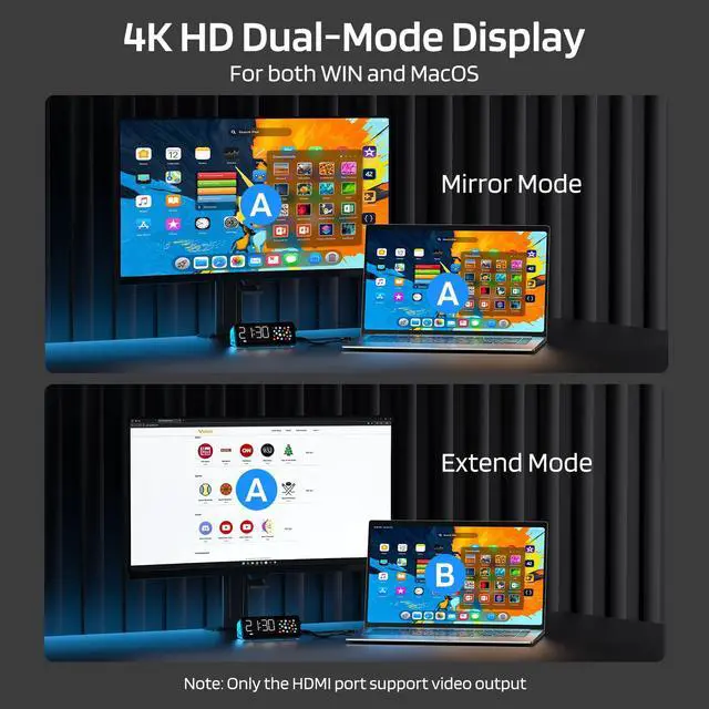Alt view image 4 of 5 - LTC Laptop Docking Station, 7-in-1 USB C Hub with Screen, Multiple Built-in Apps, Multiport Adapter with HDMI 4K@60Hz, 90W Power Delivery, USBC & USBA Data Ports, Dongle for MacBook, Dell, and More