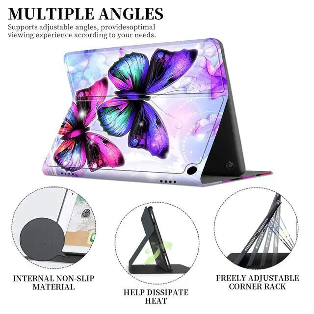 Alt view image 3 of 5 - for Fire HD 10 Tablet Case (1th Generation, 2021 Released), Slim Multi-Angles Auto Wake/Sleep Folio Stand Cover Case for Amazon Kindle Fire HD 10/10 Plus 10.1"-Purple Butterfly