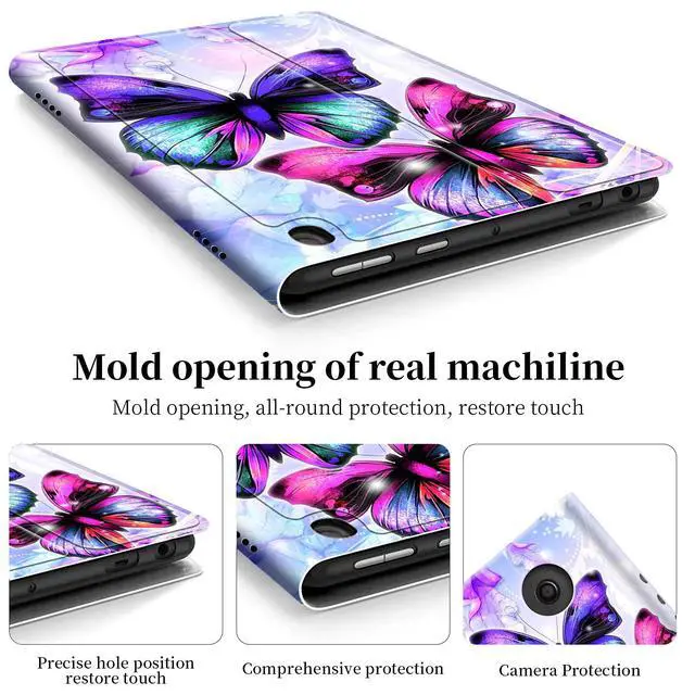 Alt view image 5 of 5 - for Fire HD 10 Tablet Case (1th Generation, 2021 Released), Slim Multi-Angles Auto Wake/Sleep Folio Stand Cover Case for Amazon Kindle Fire HD 10/10 Plus 10.1"-Purple Butterfly