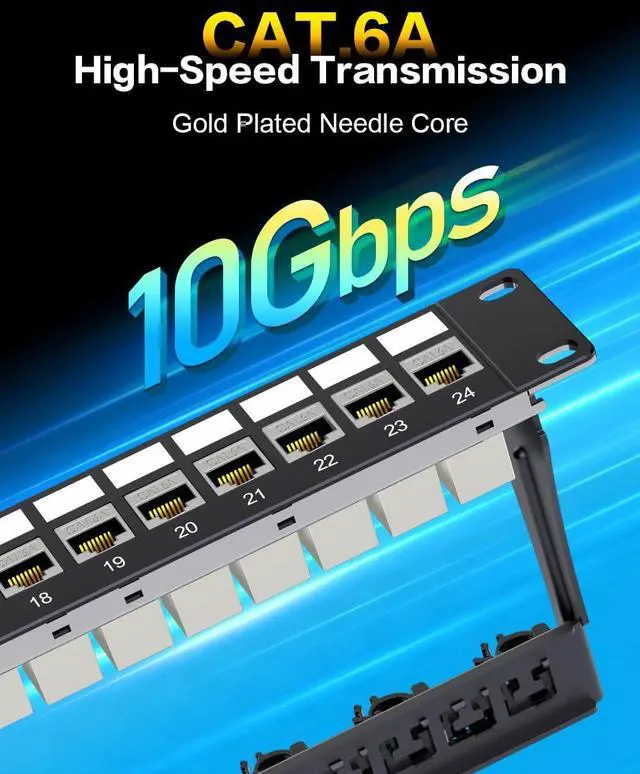 Alt view image 3 of 5 - Enmane 24 Port Patch Panel Cat6A Keystone Patch Panel (EC Listed) RJ45 Patch Panel Network Patch Panel with Smart Cable Management for 19inch Rackmount(Shielded)