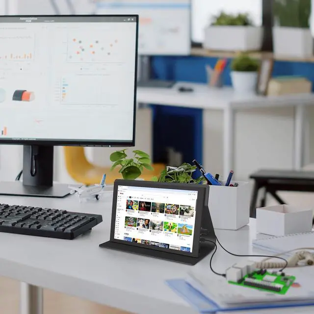 Alt view image 2 of 5 - Aurevita 7 Inch Mini Monitor HDMI, Portable Monitor, 1024×600 LCD Screen, 178° View Angle IPS, Mini Small Display for PC/TV/DVD/CVBSNo Touchscreen