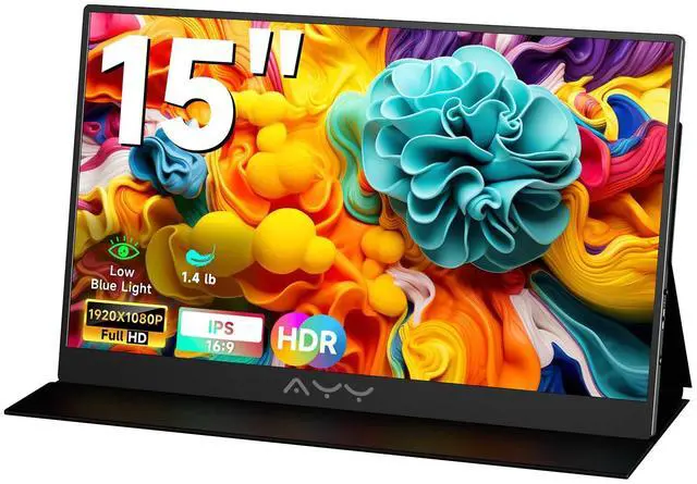 Main image of memzuoix 15inch Portable Monitor FHD 1080P | 100% sRGB HDR IPS | USB-C & HDMI for Gaming/Mac/PS5 | 1.4lbs Travel Screen with Speakers & VESA - Black