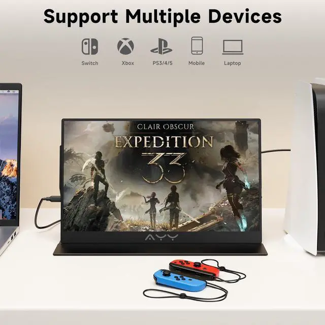 Alt view image 3 of 5 - memzuoix 15inch Portable Monitor FHD 1080P | 100% sRGB HDR IPS | USB-C & HDMI for Gaming/Mac/PS5 | 1.4lbs Travel Screen with Speakers & VESA - Black