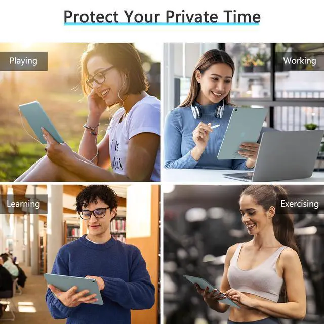 Alt view image 5 of 5 - OMOTON Privacy Screen Protector for iPad Air 11 inch M3 M2 (7th&6th Generation, 2025/2024), Anti-Spy Tempered Glass with Easy Installation Tray, Case Friendly, Compatible with Apple Pencil, 2 Pack