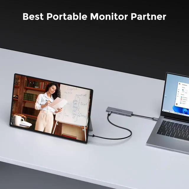 Alt view image 4 of 5 - USB C Video Output Hub, Dual Monitor Docking Station Supports USB-C PD Monitor, Thunderbolt Splitter for Portable Screen, Video Output 4K@30-60Hz, 4 Port Gen2 10Gbps, PD 100W, with Type C Video Cable