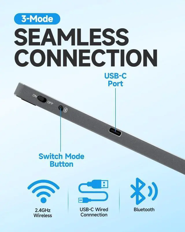 Alt view image 3 of 4 - Homiguar Wireless Bluetooth Trackpad for Windows 10/11, Portable Touchpad Mouse Supports 3 Connection Modes, High-Precision with Multi-Gesture for PC Laptop Computer (White)