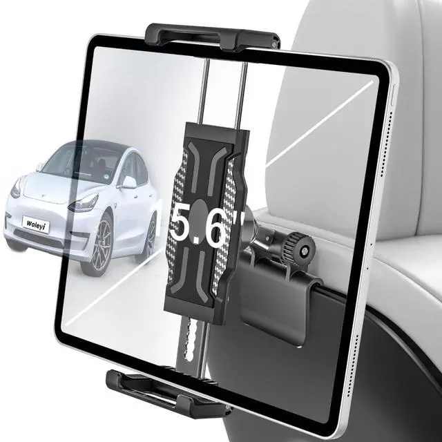 Main image of Tesla Headrest Tablet Holder for Model 3/Y [Large Clamp] [Thick Case Friendly] Back Seat Tablet Mount for Tesla, Road Trip Essentials for Kids, for iPad Pro Air Mini, Galaxy, Fire HD, 6-15.6" Devices