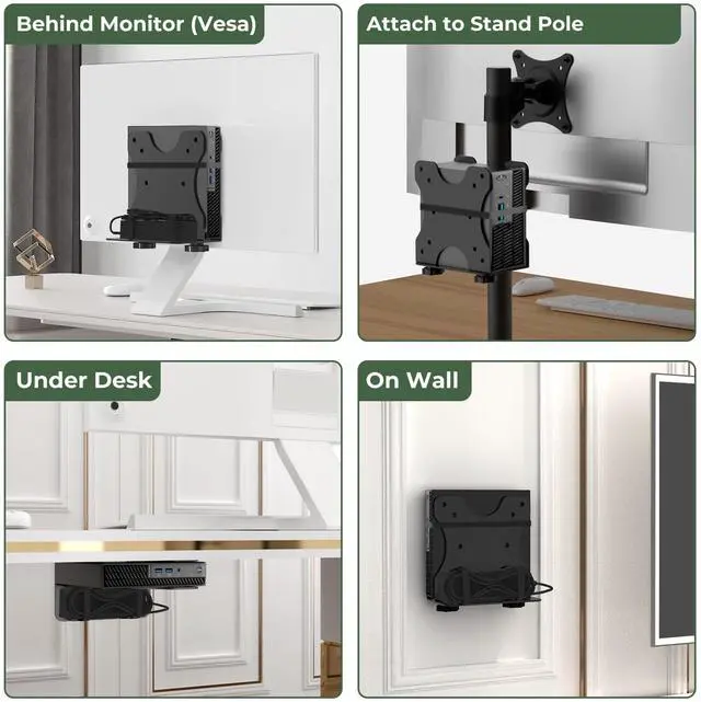 Alt view image 4 of 5 - Adjustable Thin Client Mini PC Vesa Mount to Wall, Under Desk, Attached to Monitor Arm and Stand Pole for HP, Dell, Bosgame Ryzen 5, GMKtec K11, Bmax B3, KAMRUI E3B, NUC, Mac mini and Small CPUs