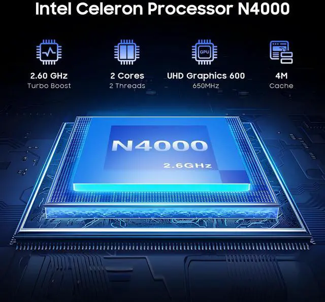 Alt view image 2 of 5 - AE86 15.6" Laptop, Celeron N4000, 12GB RAM 256GB SSD, Full HD 1080P Display, Dual-Band WiFi, Mini HDMI, Lightweight Slim Silver Notebook for Business, School, Home