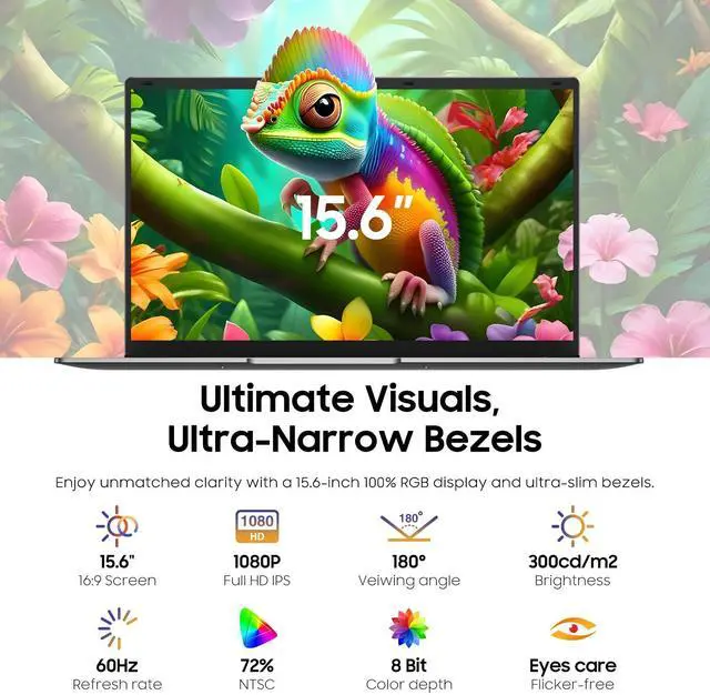 Alt view image 4 of 5 - AE86 15.6" Laptop, Celeron N4000, 12GB RAM 256GB SSD, Full HD 1080P Display, Dual-Band WiFi, Mini HDMI, Lightweight Slim Silver Notebook for Business, School, Home