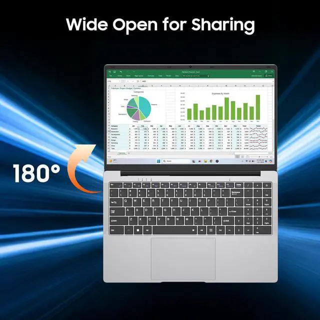 Alt view image 5 of 5 - AE86 15.6" Laptop, Celeron N4000, 12GB RAM 256GB SSD, Full HD 1080P Display, Dual-Band WiFi, Mini HDMI, Lightweight Slim Silver Notebook for Business, School, Home