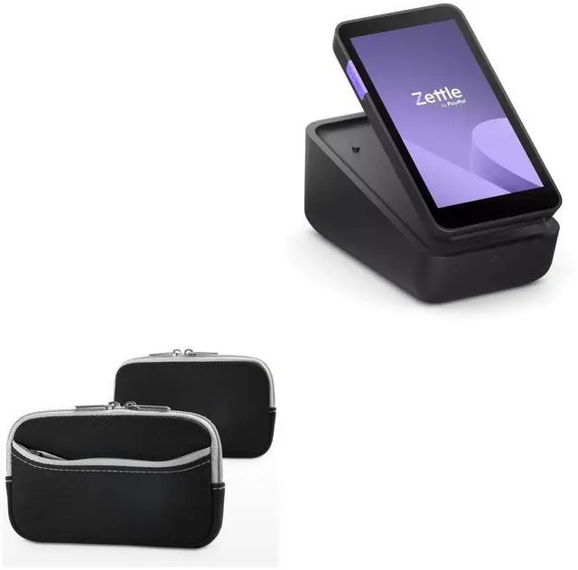 Main image of BoxWave Case Compatible with Zettle Payment Terminal - SoftSuit with Pocket, Soft Pouch Neoprene Cover Sleeve Zipper Pocket - Jet Black with Grey Trim