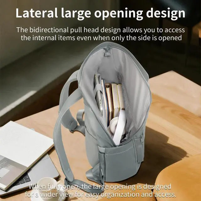 Alt view image 3 of 5 - aji Travel Laptop Backpack for Men Women, Large School Backpack Fit 17Inch Laptop, Side Access&Wide Opening Expandable Carry on Backpack for Airplanes, Water Resistant Computer Backpack(Slate Blue)