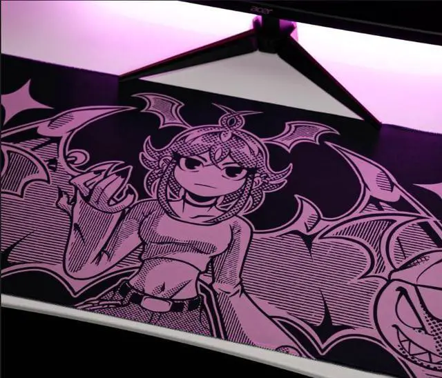 Alt view image 3 of 5 - Thekapco x Gazola Little Demon XXL Gaming Mouse Pad 35.43"x15.75" Non-Slip Rubber Base Anime Desk Mat, Premium-Textured Cloth Mousepad with Stitched Edge for Gaming Office Home