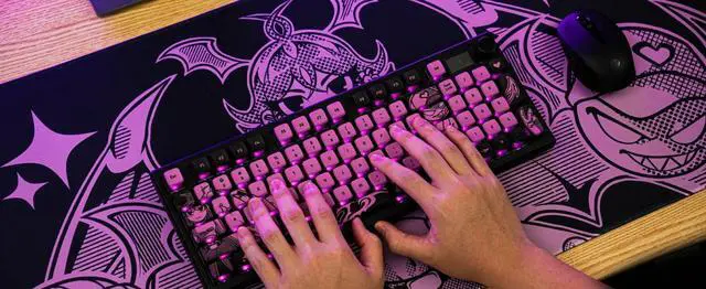 Alt view image 5 of 5 - Thekapco x Gazola Little Demon XXL Gaming Mouse Pad 35.43"x15.75" Non-Slip Rubber Base Anime Desk Mat, Premium-Textured Cloth Mousepad with Stitched Edge for Gaming Office Home