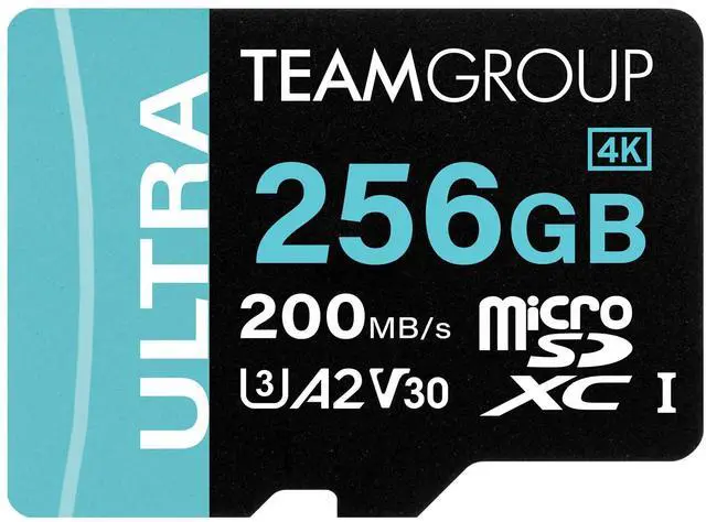 Main image of TEAMGROUP A2 Ultra Card 256GB Micro SDXC UHS-I U3 A2 V30, R/W up to 200/150 MB/s with Adapter TULMSDX256GIA2V3022503