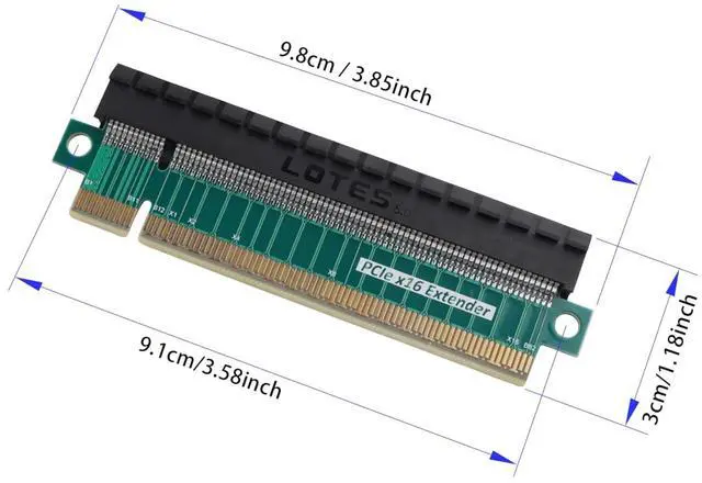 Alt view image 4 of 5 - ELFJMZP PCIe 5.0 X16 Extender Riser Card - Ultra Slim 3cm Height, 10cm Length, 4-Layer Gold-Plated PCB, Reinforced Black Slot with Dust Cover, for GPU/Mining/AI Computing Card