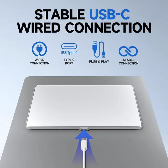 Alt view image 3 of 5 - Wired Trackpad for Windows 10/11  High-Precision Multi-Touch Portable Touchpad Mouse with Multi-Gesture, Ultra-Slim Aluminum Design, Compatibility for PC, Laptop, and Desktop Computers (White)