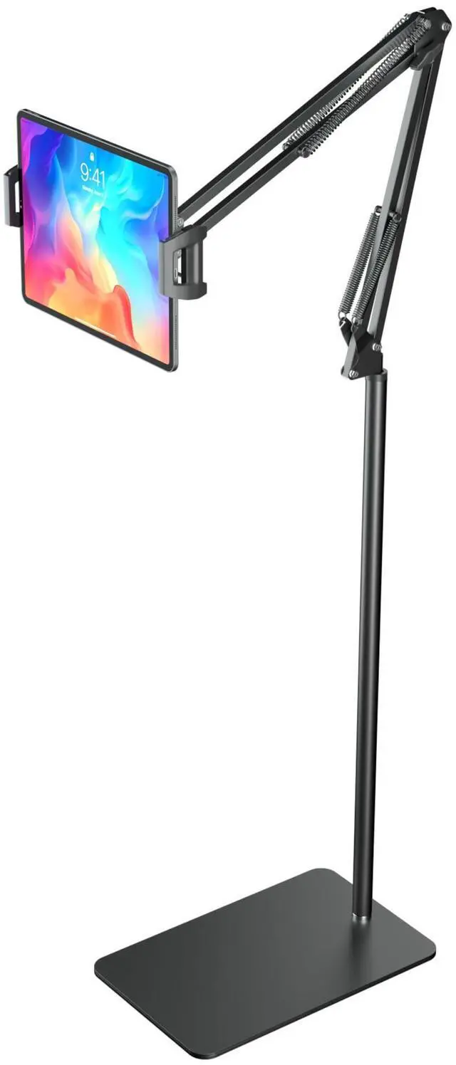 Main image of Tablet Floor Stand & Kindle Holder, Overhead Bed Reading Stand with 360° Rotatable Clamp and Height Adjustable Flexible Long Arm, Compatible with Kindle, iPad mini/Air/Pro, and 4.7-14 Inch Devices