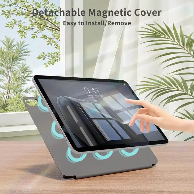 Alt view image 3 of 5 - KVTVOU Case for iPad (A16) 11th/10th Generation (2025/2022, 11/10.9 Inch), Detachable Magnetic Attachment, Multiple Folding Stand, Slim Rebound Protection Cover, Auto Sleep/Wake, Black