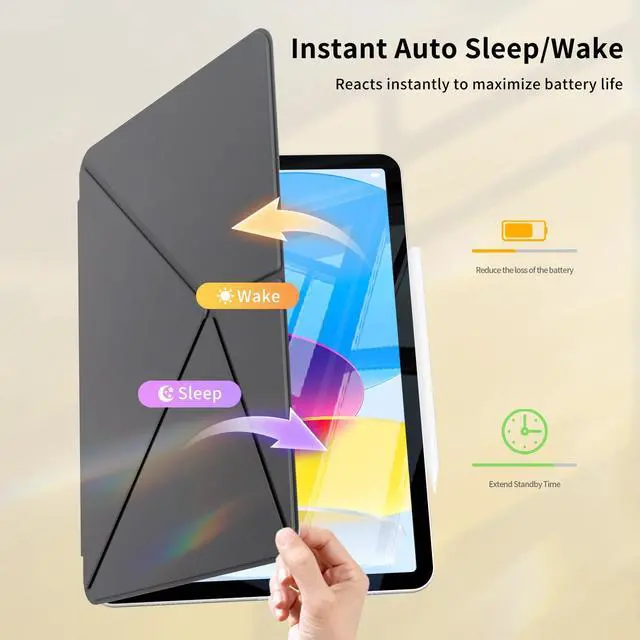 Alt view image 5 of 5 - KVTVOU Case for iPad (A16) 11th/10th Generation (2025/2022, 11/10.9 Inch), Detachable Magnetic Attachment, Multiple Folding Stand, Slim Rebound Protection Cover, Auto Sleep/Wake, Black