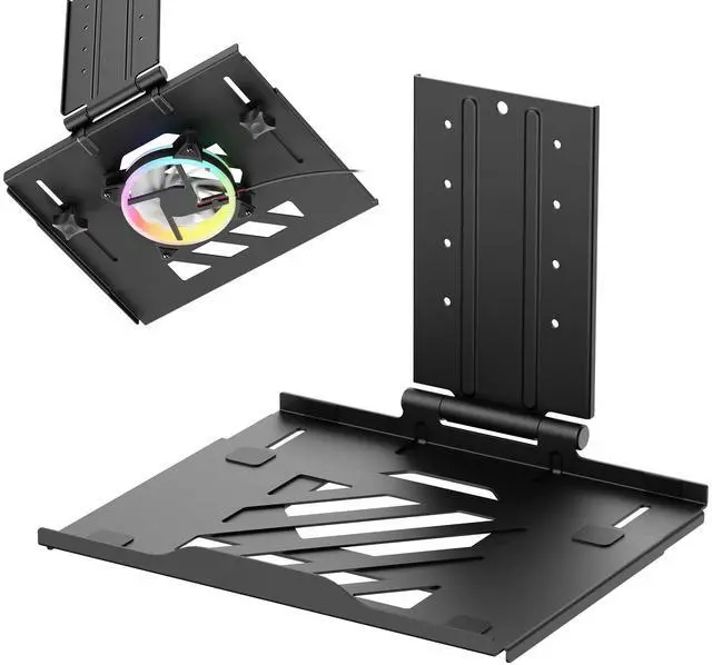 Main image of AVLT Adjustable Laptop Tray with Support for 120mm Fan Compatible with VESA 75x75 Monitor Arm - Fits Up to 17 Inch Laptop - Black (Fan Not Included)
