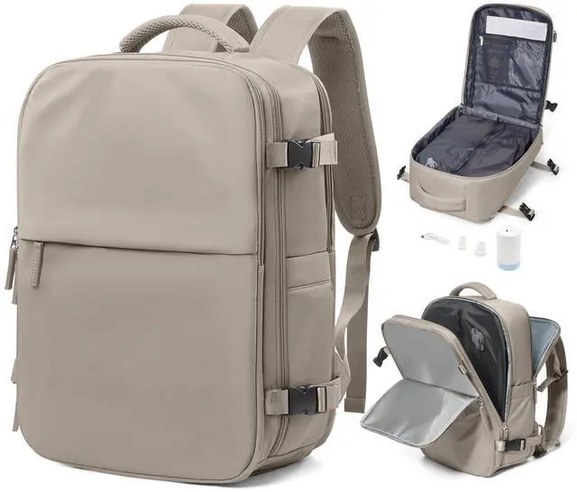 Main image of bergsalz Vacuum Backpack With Pump Large Travel Laptop Backpacks For Women Men Carry On Backpack Vacpack Backpacks With Vacuum Compression Brown