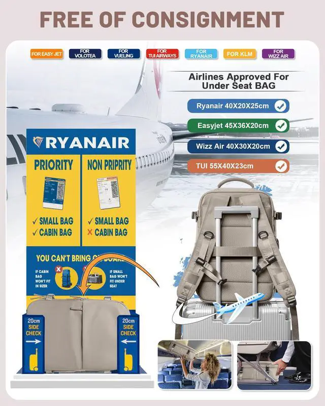 Alt view image 5 of 5 - bergsalz Vacuum Backpack With Pump Large Travel Laptop Backpacks For Women Men Carry On Backpack Vacpack Backpacks With Vacuum Compression Brown