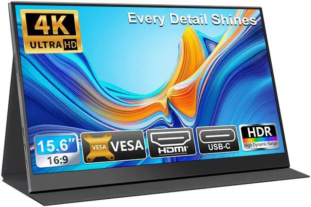Main image of UFYQL 4K Portable Monitor 15.6" 3840×2160P16:9 Screen 100sRGB IPS Display, with HDMI & USB-C Plug & Play, External Monitor for Laptops/MacBook/PCs/Phones/Xbox/Switch/ PS4/5/NVR