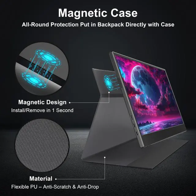 Alt view image 4 of 5 - UFYQL 4K Portable Monitor 15.6" 3840×2160P16:9 Screen 100sRGB IPS Display, with HDMI & USB-C Plug & Play, External Monitor for Laptops/MacBook/PCs/Phones/Xbox/Switch/ PS4/5/NVR