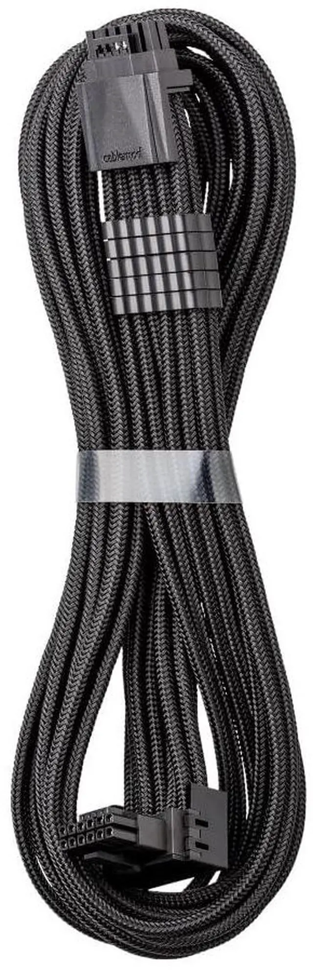 Main image of CableMod Universal Pro ModMesh Sleeved 12V-2x6 12VHPWR 90° StealthSense Direct PCIe Cable (Variant A, Black)