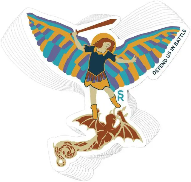 Main image of Catholic Concepts | Patron Saint 4 x 2.25 Vinyl Sticker Label Decal Waterproof Cool Accessory for Laptop, Hard Hats, Water Bottles, Scrapbooks, Folders, Cell Phone | 10-Pack