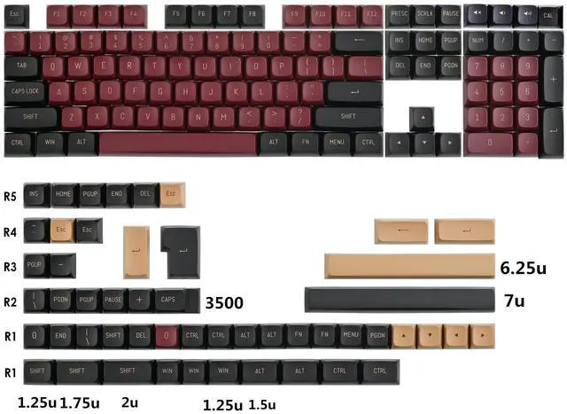Alt view image 2 of 5 - Guffercty kred 160 Keys CSA Keycap PBT Double-Shot Ball Shape Custom Keycaps Set with 6.25u/7u Spacebar for ANSI & ISO Layout Cherry MX Gateron Kailh Switches (CSA Red Warrior)