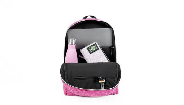 Alt view image 4 of 4 - DIME BAGS Study Backpack with 15" Padded Laptop Sleeve, Durable Hempster Exterior, 5 Compartments & Hidden Pocket, Comfortable Adjustable Shoulder Straps, Bag for School, Work & Travel (Magenta)