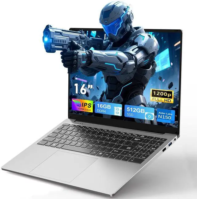 Main image of CHIFUYOU Gaming Laptop, 2025 16 Inch Office 365 Laptop Computer, N150 Processor (4C/4T, Up to 3.6GHz),16GB RAM 512GB SSD, WiFi 5,BT4.2,16" FHD 1920x1200(16:10), Backlit Keyboard, Gray
