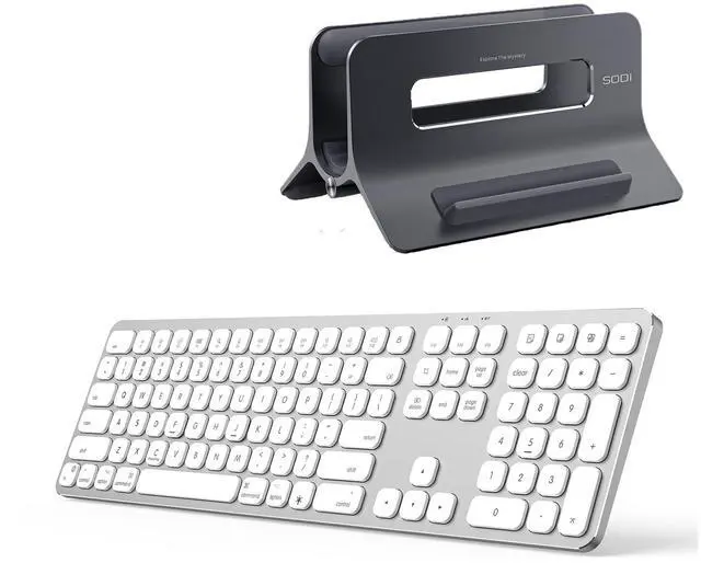 Main image of SODI Vertical Laptop Stand for Desk, Wireless Keyboard for Mac with Numeric Keypad, Space-Saving Organize Work & Home Office