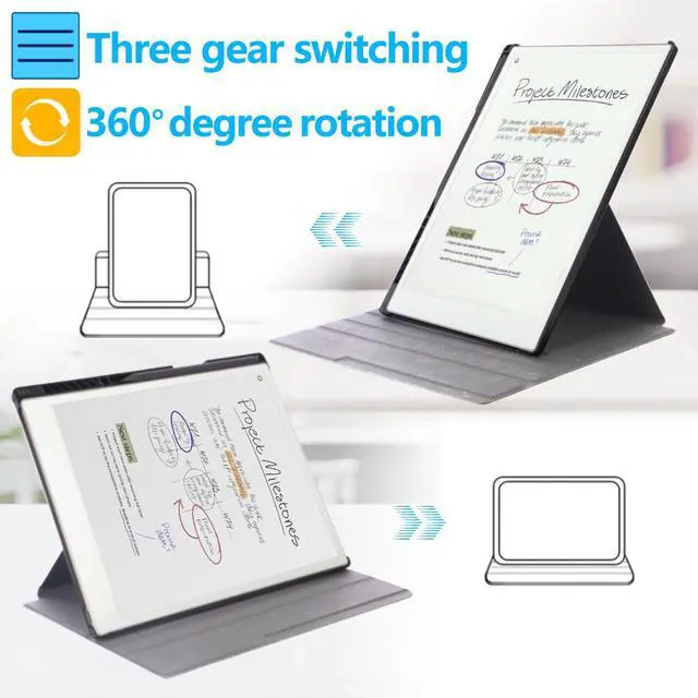 Alt view image 2 of 5 - QIOFEARTH Rotating Case for 11.8" Remarkable Paper Pro Tablet (2024 Released) Lightweight and Hard Back Shell Protective Book Folio Cover,Auto Sleep/Wake,Pen Holder and Pen Tips Box (Colored Flower)