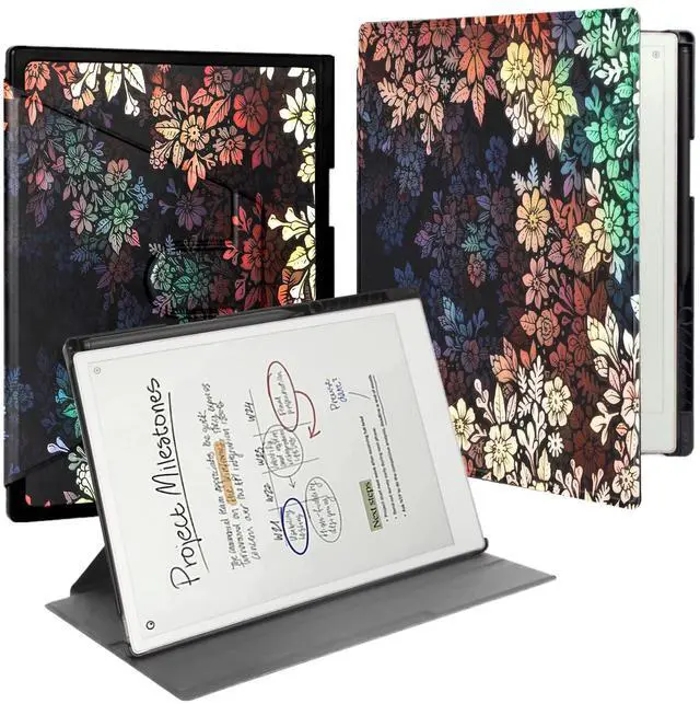 Main image of QIOFEARTH Rotating Case for 11.8" Remarkable Paper Pro Tablet (2024 Released) Lightweight and Hard Back Shell Protective Book Folio Cover,Auto Sleep/Wake,Pen Holder and Pen Tips Box (Colored Flower)