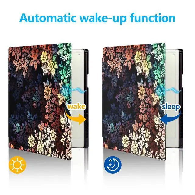 Alt view image 4 of 5 - QIOFEARTH Rotating Case for 11.8" Remarkable Paper Pro Tablet (2024 Released) Lightweight and Hard Back Shell Protective Book Folio Cover,Auto Sleep/Wake,Pen Holder and Pen Tips Box (Colored Flower)