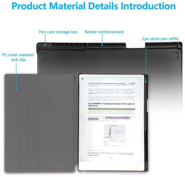 Alt view image 5 of 5 - QIOFEARTH Rotating Case for 11.8" Remarkable Paper Pro Tablet (2024 Released) Lightweight and Hard Back Shell Protective Book Folio Cover,Auto Sleep/Wake,Pen Holder and Pen Tips Box (Colored Flower)