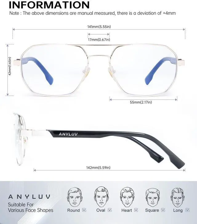 Alt view image 4 of 5 - ANYLUV Blue Light Glasses for Woman/Men, Blue Light Blocking Glasses Women Computer Gaming Glasses for Eye Protection